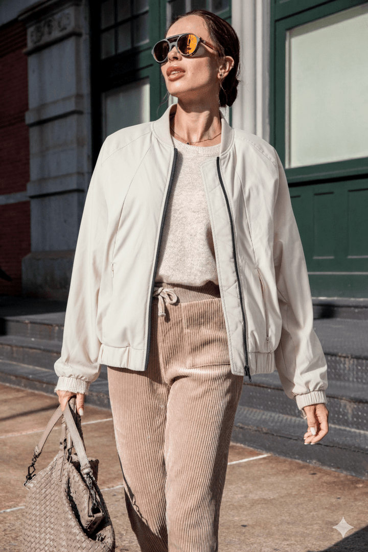 The Abby | Recycled &amp; Reversible Bomber | Black / Ecru - Cotes of London