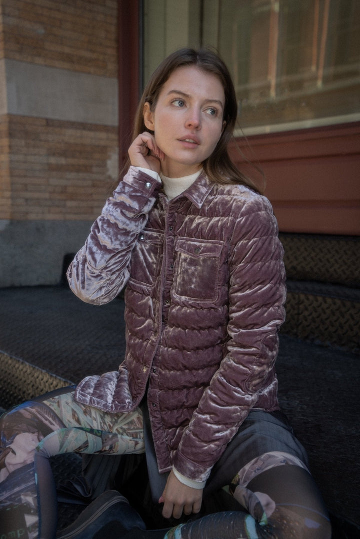 The Harrow Velour | Down Shirt | Stormy Pink | XS &amp; S Only - Cotes of London