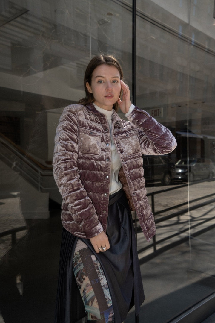 The Harrow Velour | Down Shirt | Stormy Pink | XS &amp; S Only - Cotes of London