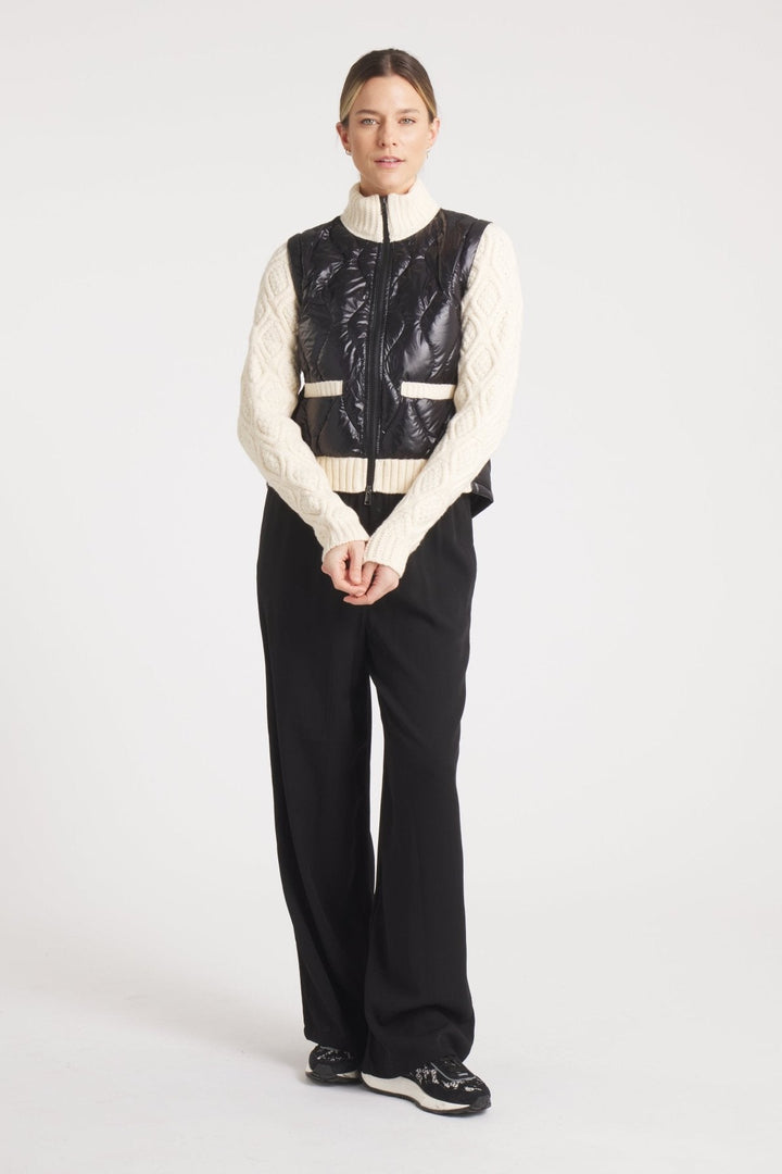 The Hyde | Quilted Down / Wool Jacket | Midnight Black / Beige - Cotes of London