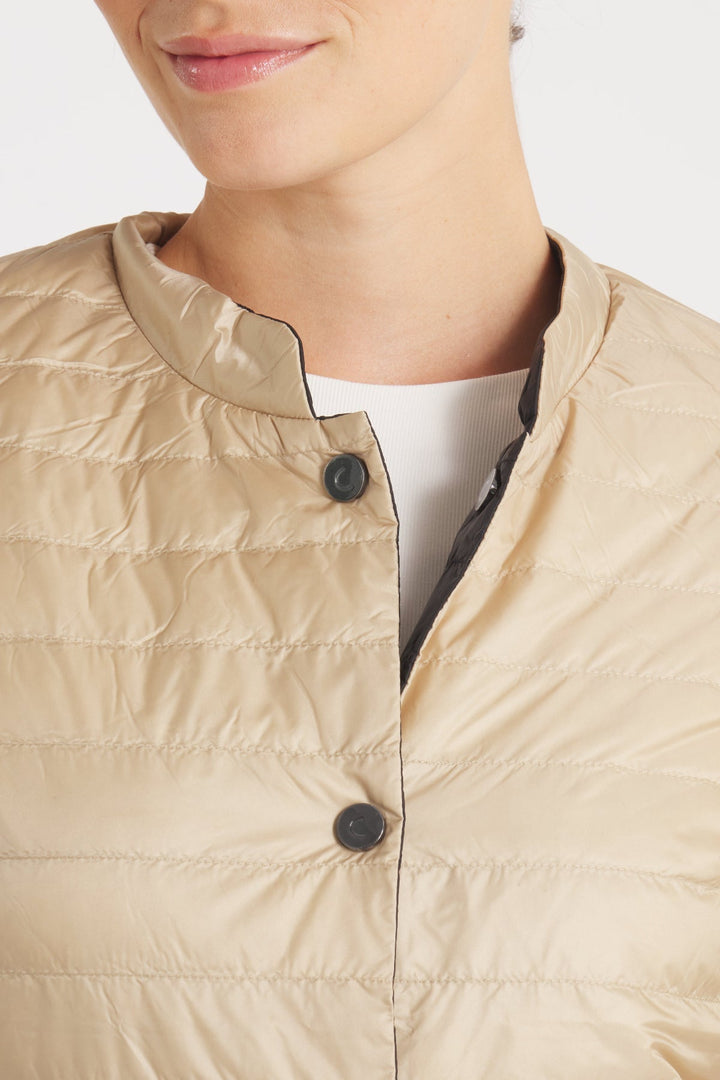 The Leicester in Matte | 2 in 1 Reversible Down Jacket | Midnight Black / Taupe - Cotes of London